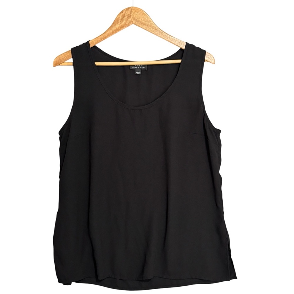 Tahari Arthur S. Levine Black Sleeveless Blouse Tank Top L | Workwear Staple